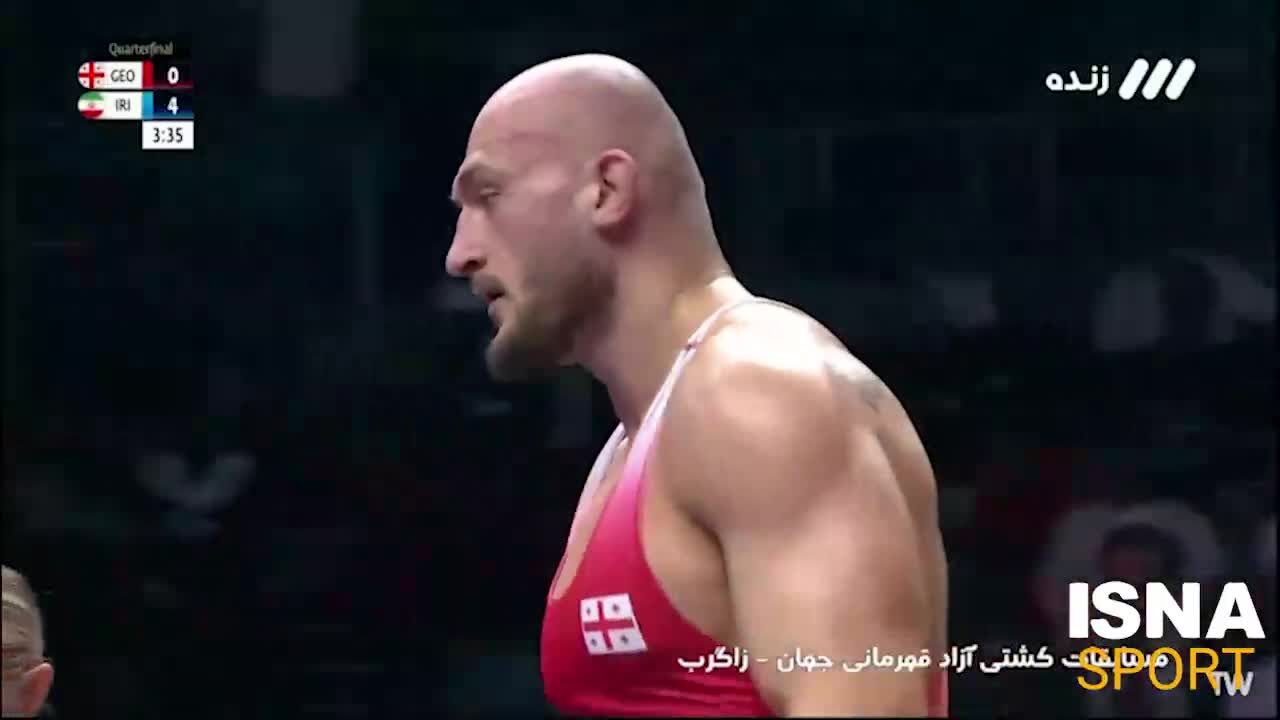 ببینید | ویدیوی مبارزه مقتدرانه امیرحسین زارع با رقیب گرج