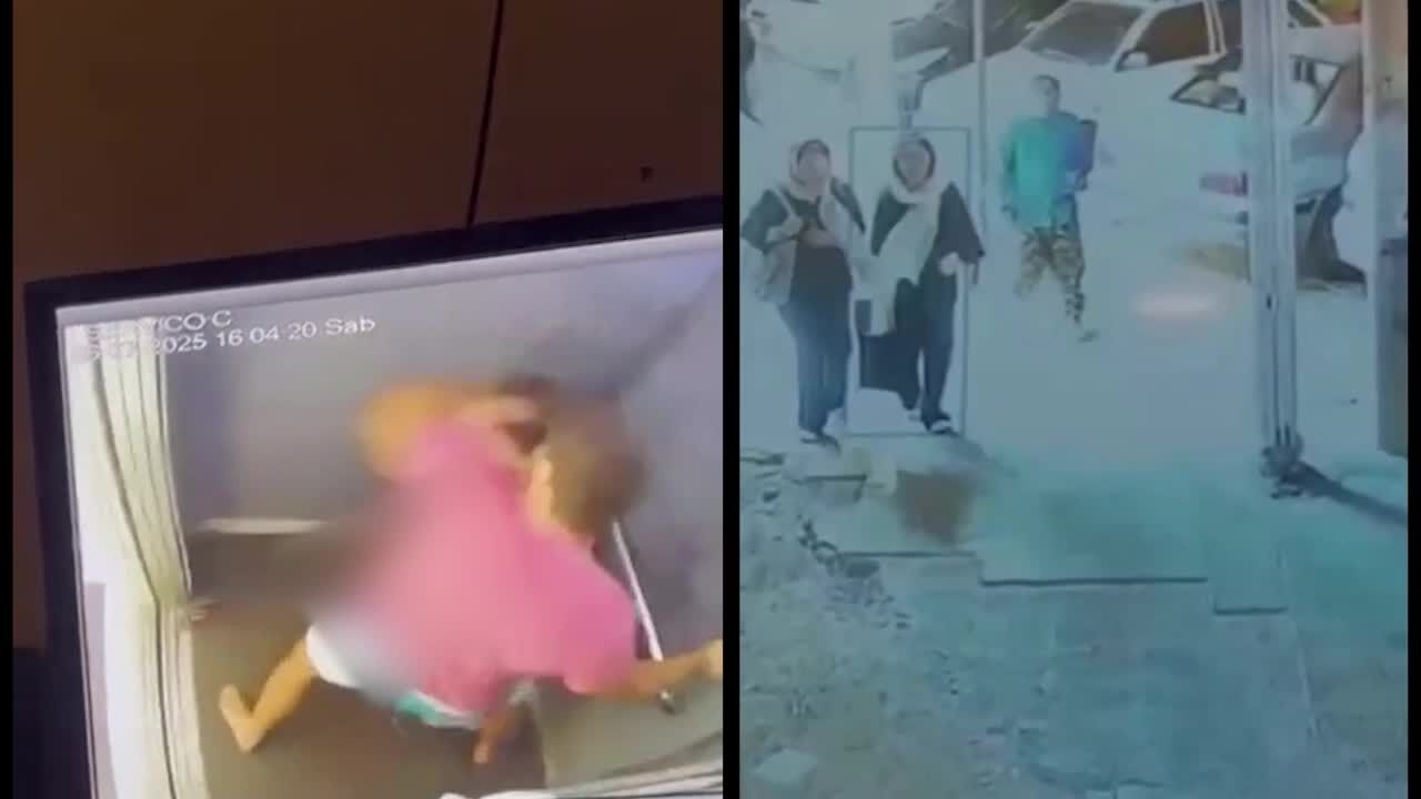 فیلم لحظه لگد محکم یک مرد به پشت کمر دختر جوان در گچساران