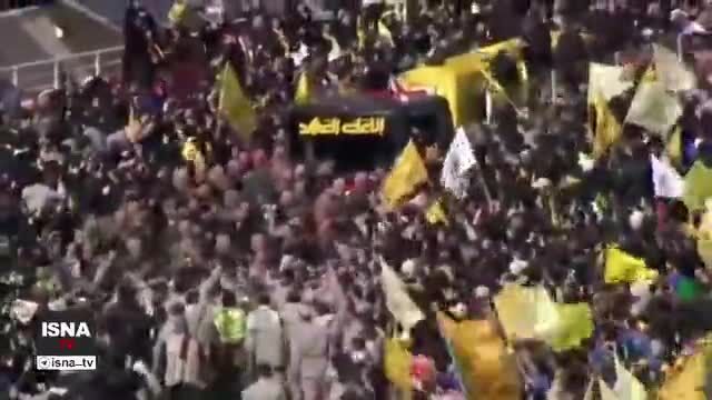 ببینید| شعار «الموت لاسرائیل» در مراسم تشییع سیدحسن نصرالله همزمان با شنیده شدن صدای جنگنده‌های اسرائیل